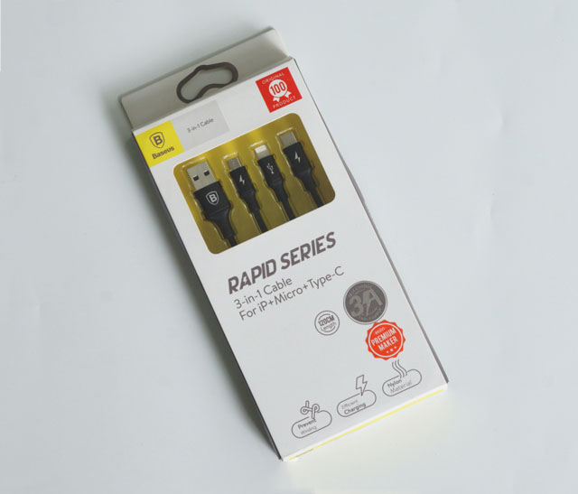 Cáp sạc Baseus Rapid Series 3 đầu CAMLT-SU01 1.2m chính hãng